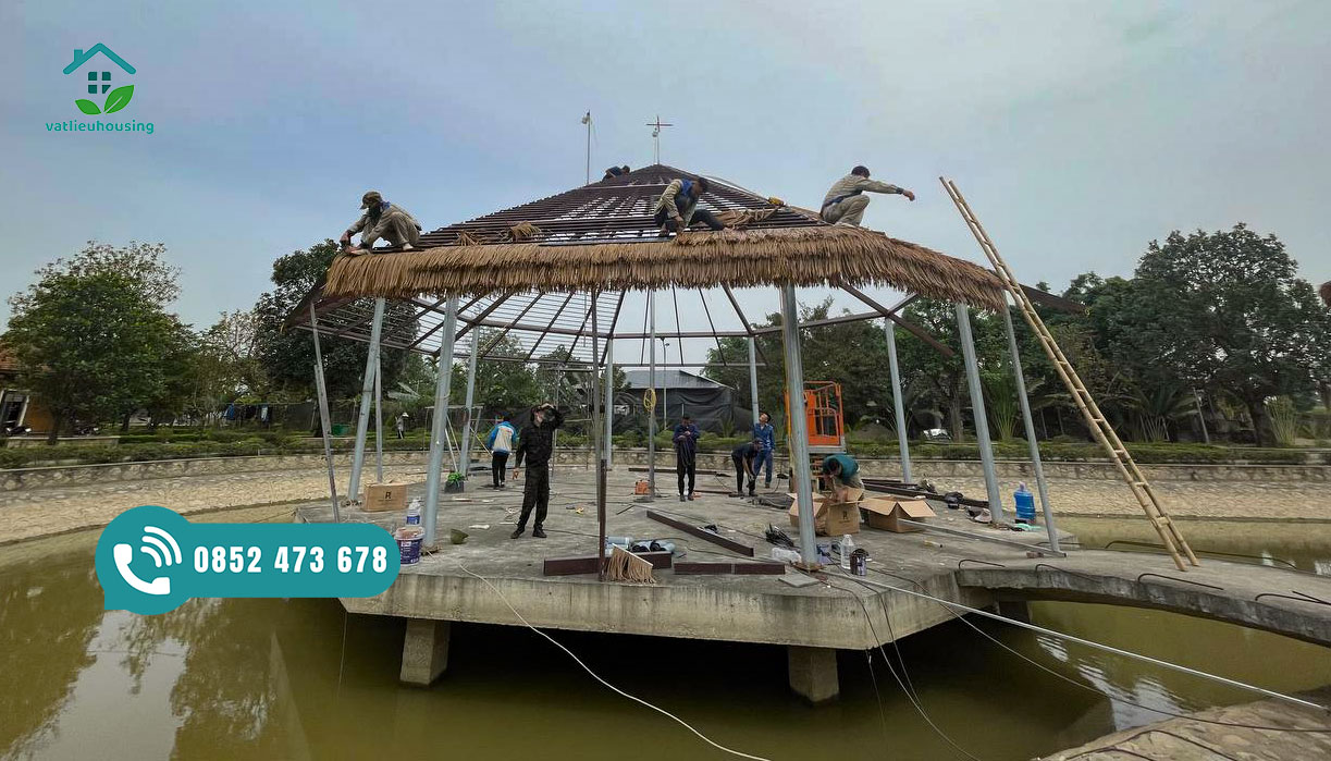 Báo giá Rơm nhân tạo lợp mái Hà Nội mới nhất 2025 Rơm nhân tạo homestay