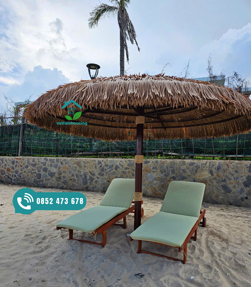 Thi Công Chòi Ven Biển Lợp Rơm Nhân Tạo Tại Phan Thiết Rơm nhân tạo tại Phan Thiết