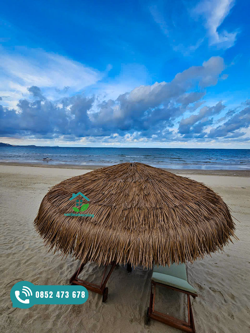 Thi Công Chòi Ven Biển Lợp Rơm Nhân Tạo Tại Phan Thiết cỏ tranh nhân tạo tại Phan Thiết